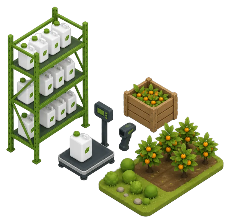 Bodega, balanza, QR y campo en un mismo sistema